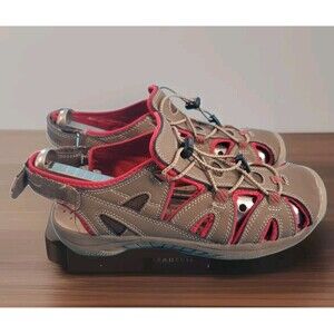 Eddie Bauer Mary Sz 8 Womens Hiking Sandals Leather Cinch Cord Outdoor Travel